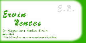 ervin mentes business card